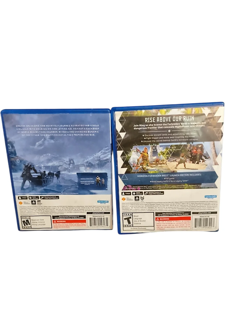 Sony PS5 Horizon Forbidden West & God of War Ragnarok Game Bundle - Blue Cases